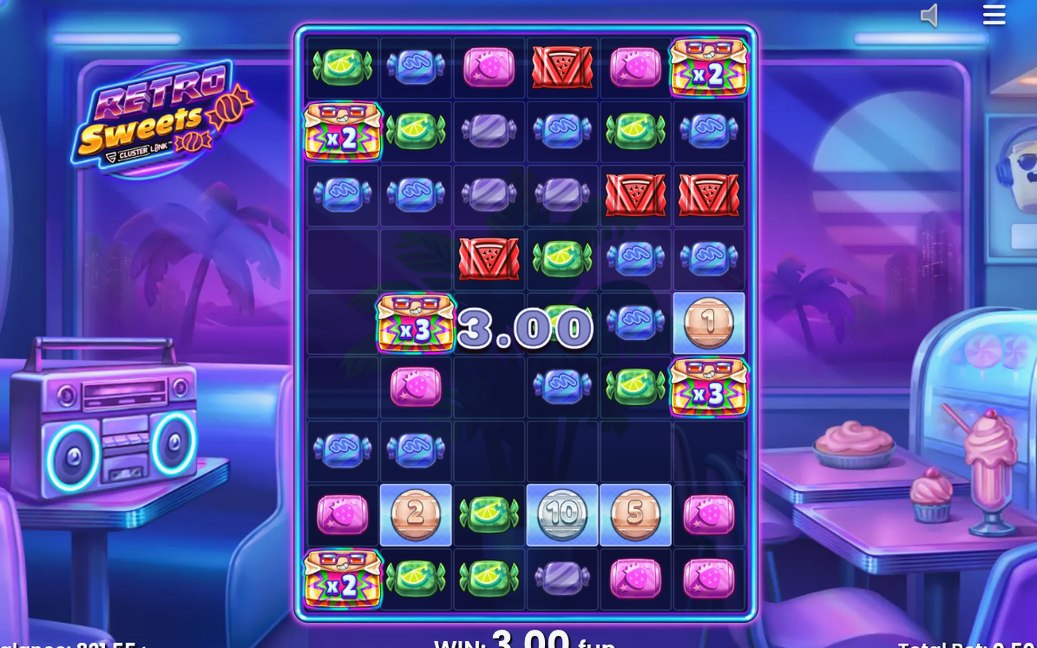 Free spins-läge med Wild Candy Symbols på rutnätet