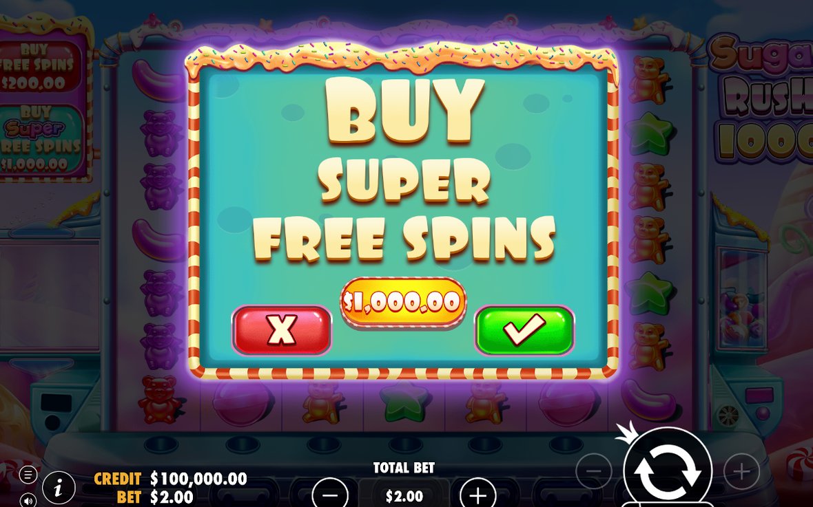 Bonusskärm med Scatter och antal Free Spins